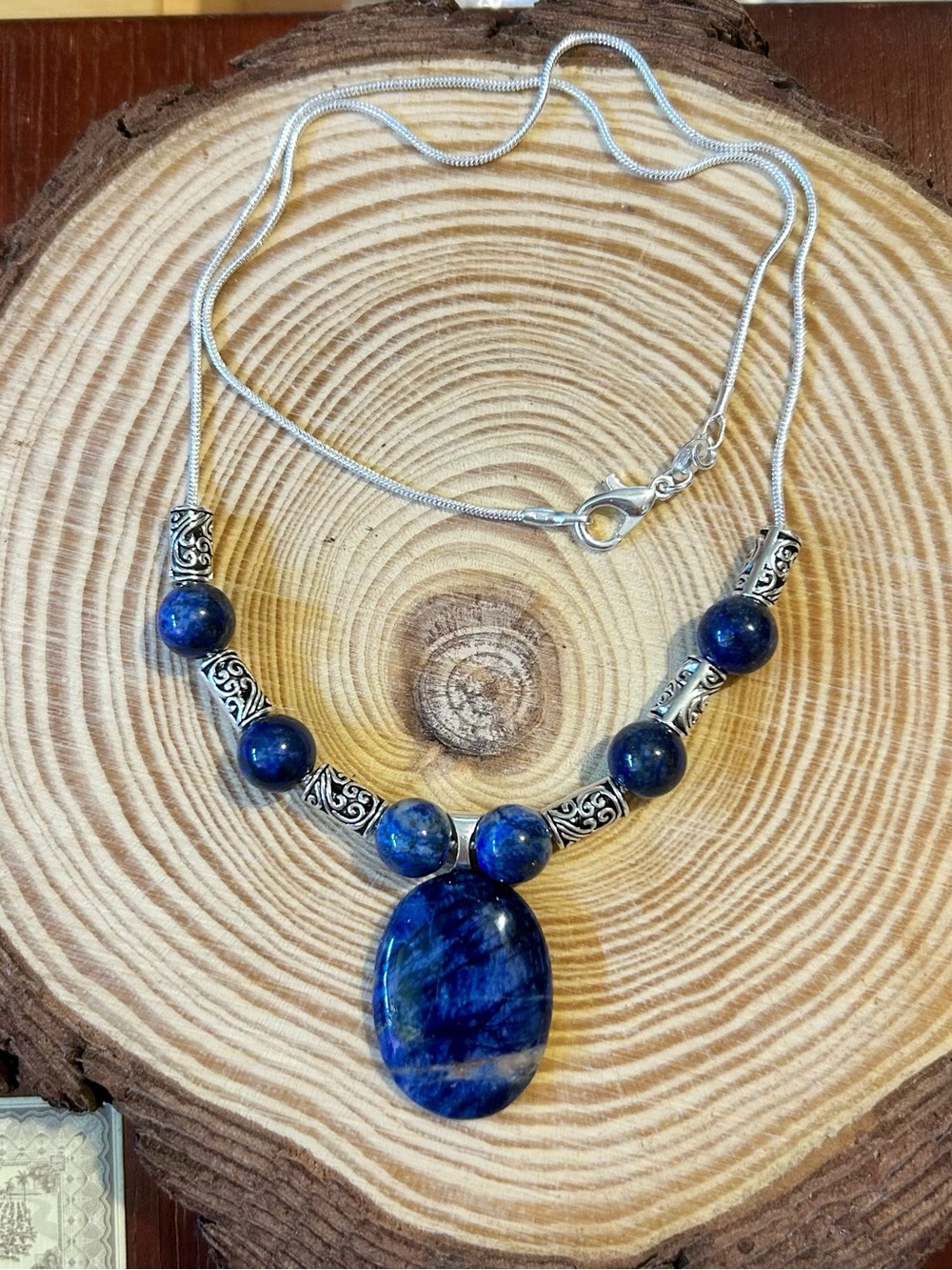 Handcrafted Sodalite Pendant Necklace with Silver Accents